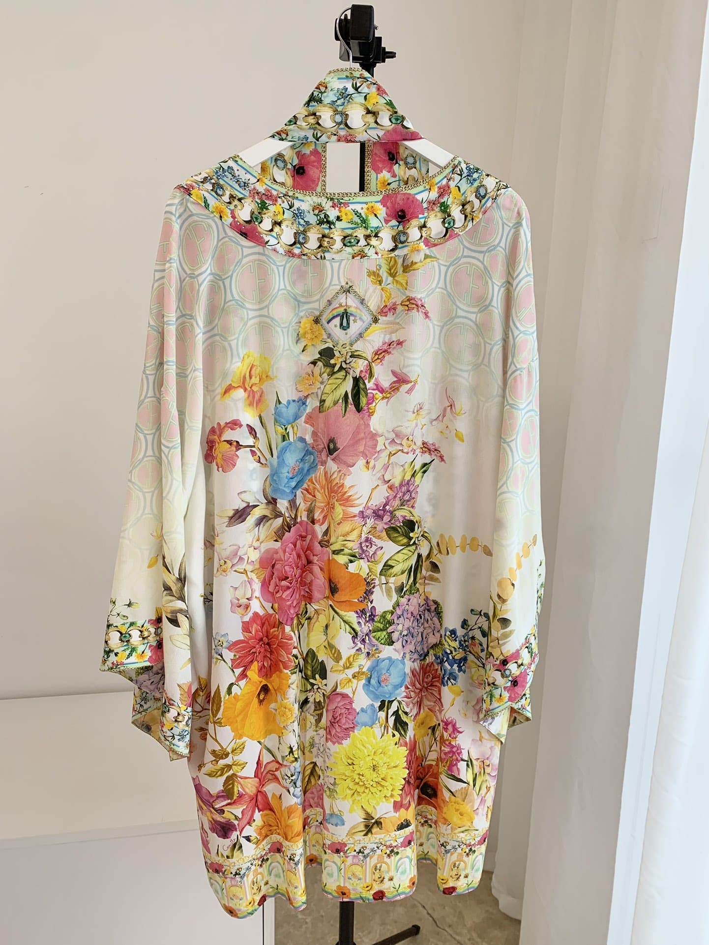 VÁY CAMILLA V NECK Floral Silk Chain Diamond Short High Classy