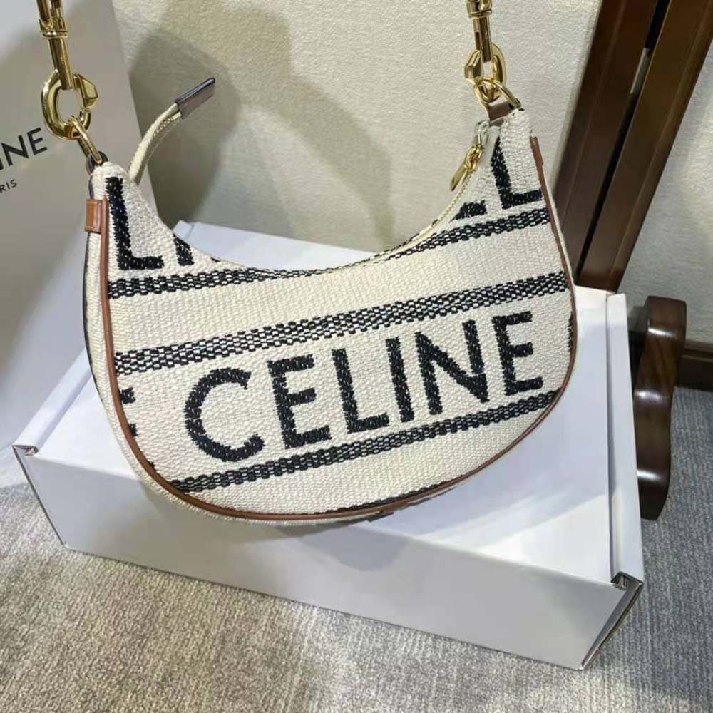 TÚI Celine Women Medium Ava Strap Bag in Textile with Celine All-Over and Calfskin