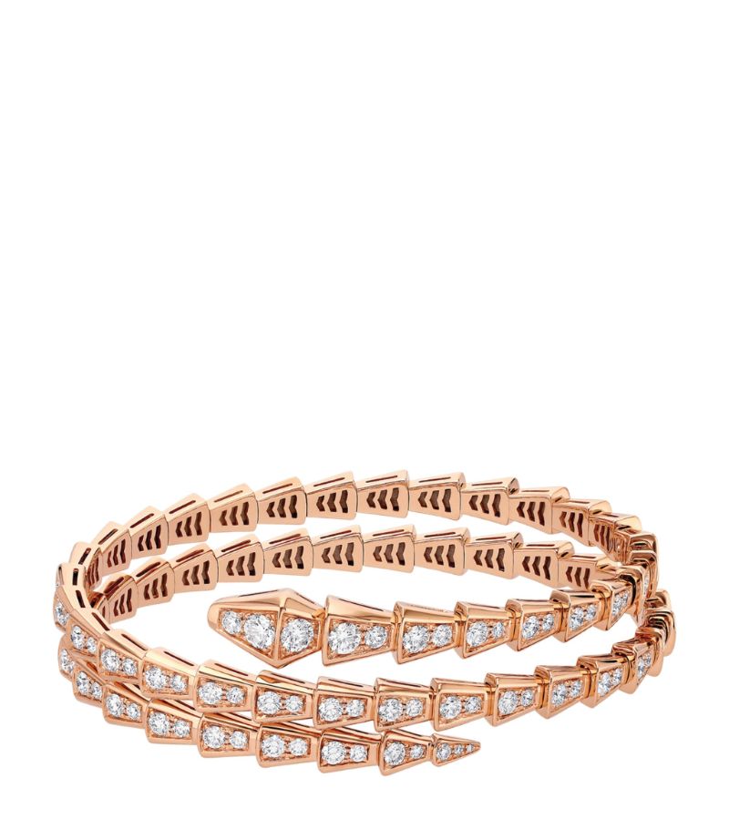 Vòng tay BVLGARI Small Rose Gold and Diamond Serpenti Viper Bracelet vàng hồng 18K