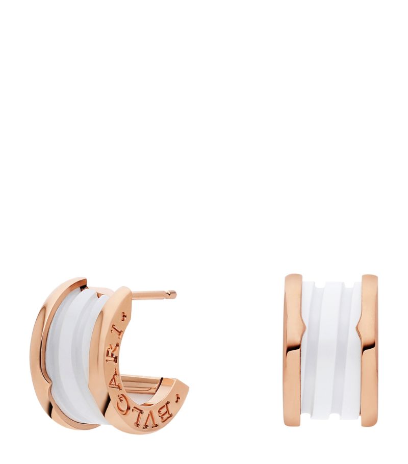 Bông tai BVLGARI Rose Gold and Ceramic B.zero1 Earrings vàng hồng 18K