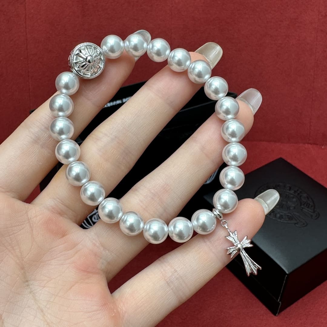 LẮC TAY CHROME HEARTS X MIKITOMO ROUND PEARLS