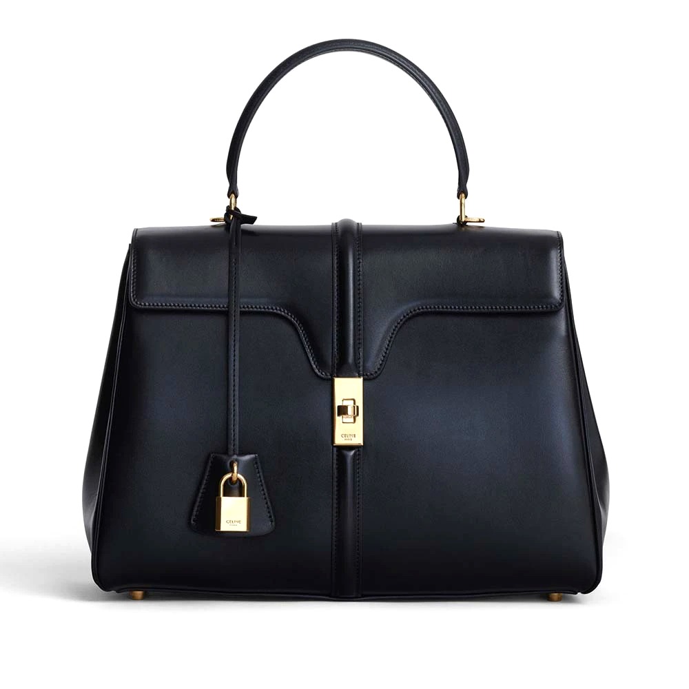TÚI Celine Women Medium16 Bag in Satinated Calfskin-Black