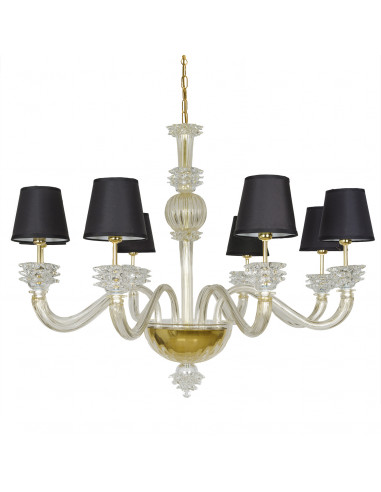 ĐÈN CHÙM Saha Luxury Murano glass chandelier with black lampshade