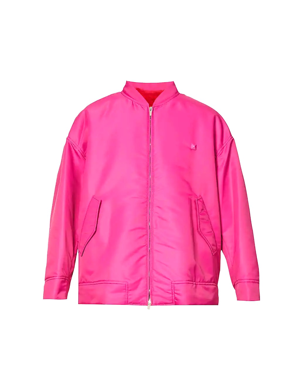 ÁO VALENTINO Stud-embellished shearling-lined oversized-fit shell bomber jacket