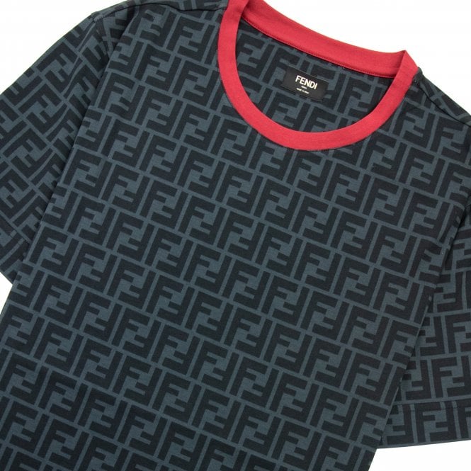ÁO FENDI FF Logo Print Black Red Polo-Shirt