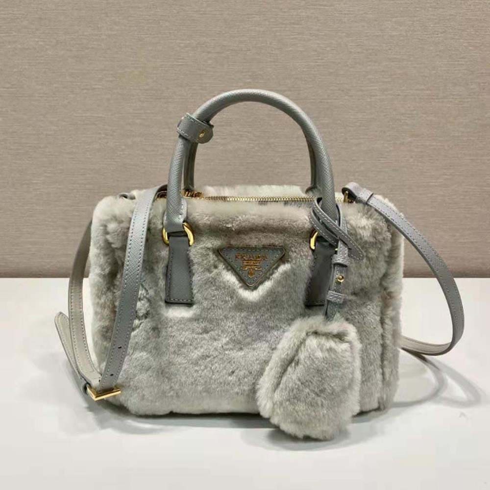 TÚI Prada Women Prada Galleria Shearling Mini-Bag-Silver