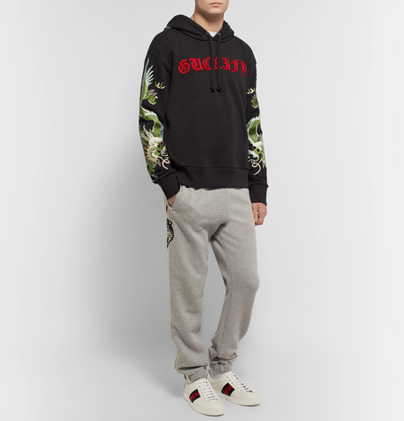 ÁO HOODIE Embroidered Appliquéd Loopback Cotton-Jersey Hoodie