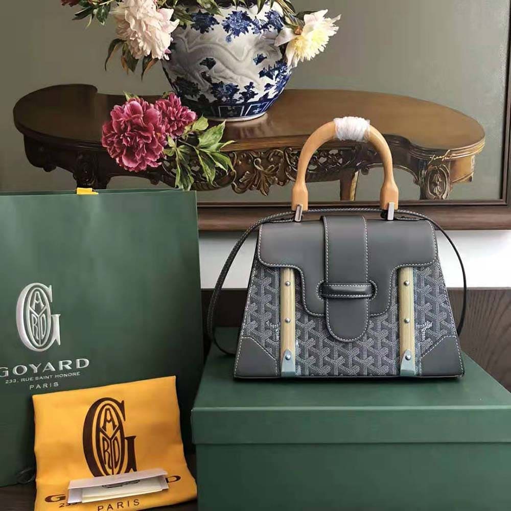 TÚI Goyard Women Sac Saïgon PM in Toile Goyardine & Clamecy Calfskin-Gray