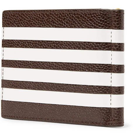 VÍ DA THOM BROWNE THOM BROWNE Striped Pebble-Grain Leather Wallet With Money Clip