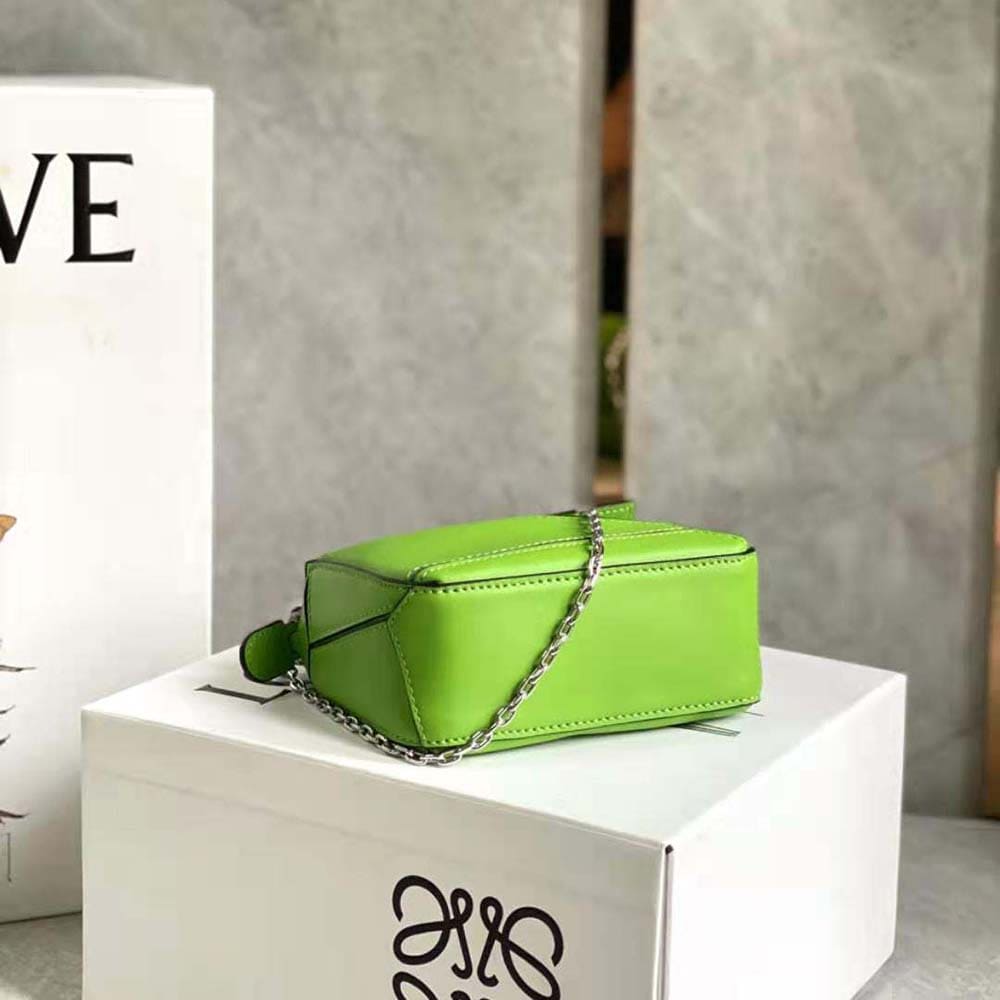 TÚI Loewe Women Nano Puzzle Bag in Classic Calfskin-Lime