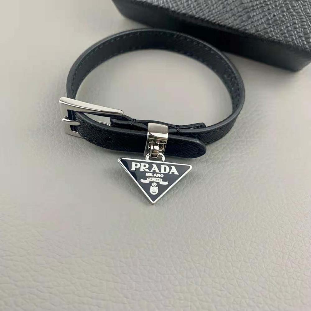 Vòng tay Prada Women Saffiano Leather Bracelet-Black