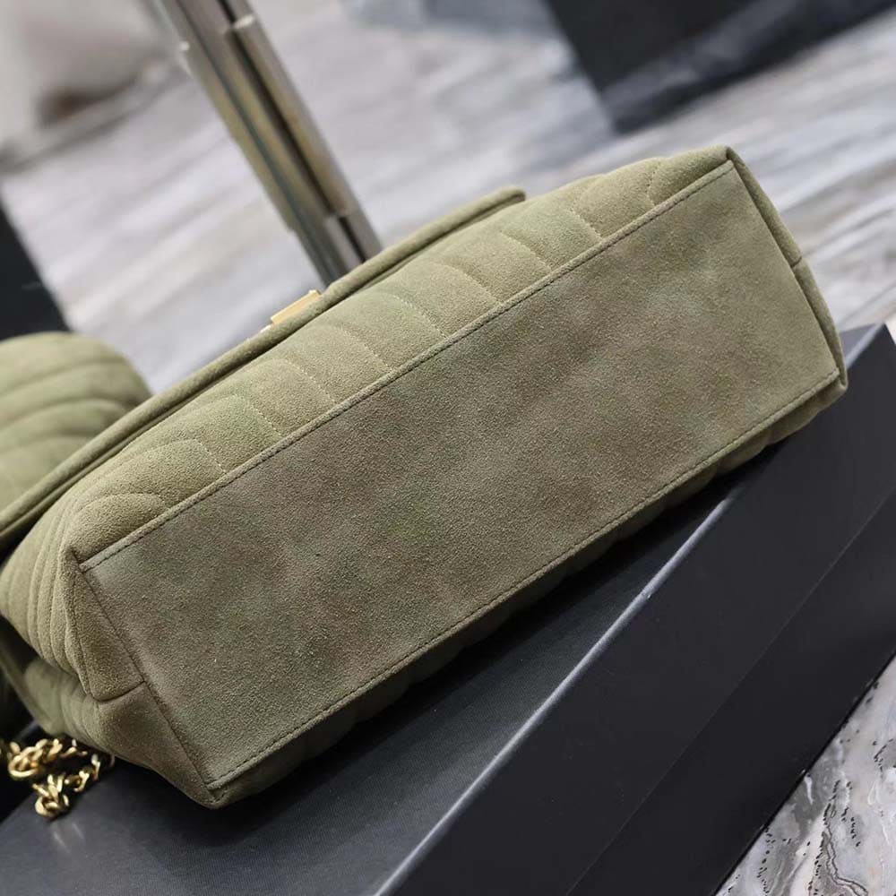 TÚI aint Laurent YSL Women Loulou Medium in Quilted “Y” Suede-Green