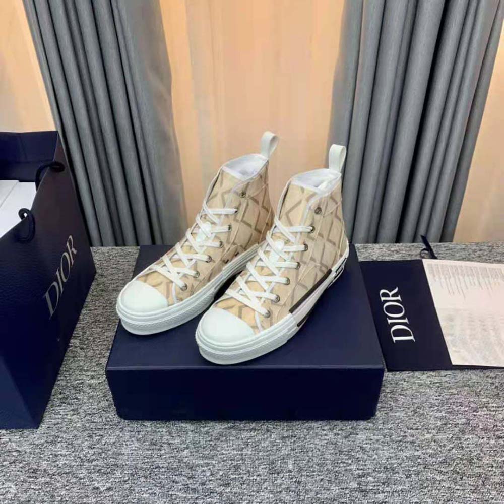 GIÀY DIOR Unisex B23 High-Top Sneaker Dior Gray CD Diamond Canvas