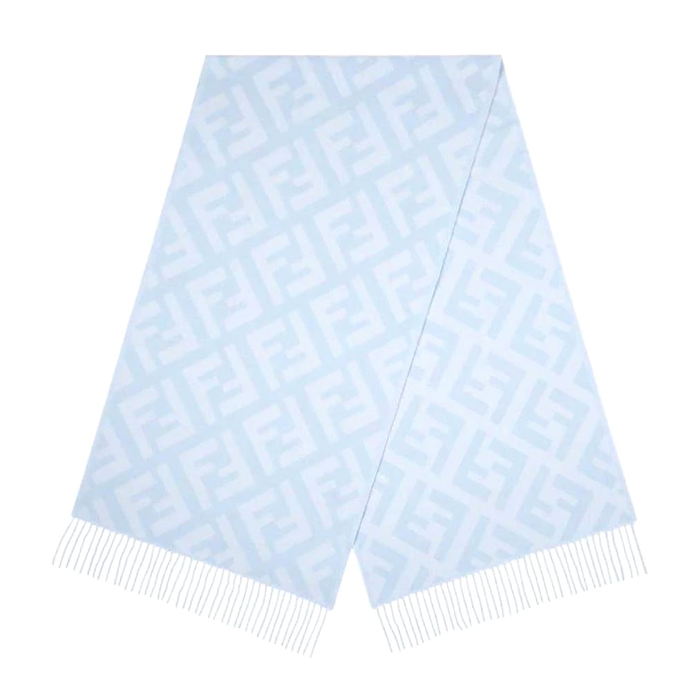 KHĂN Fendi FF Scarf Light Blue Cashmere Scarf
