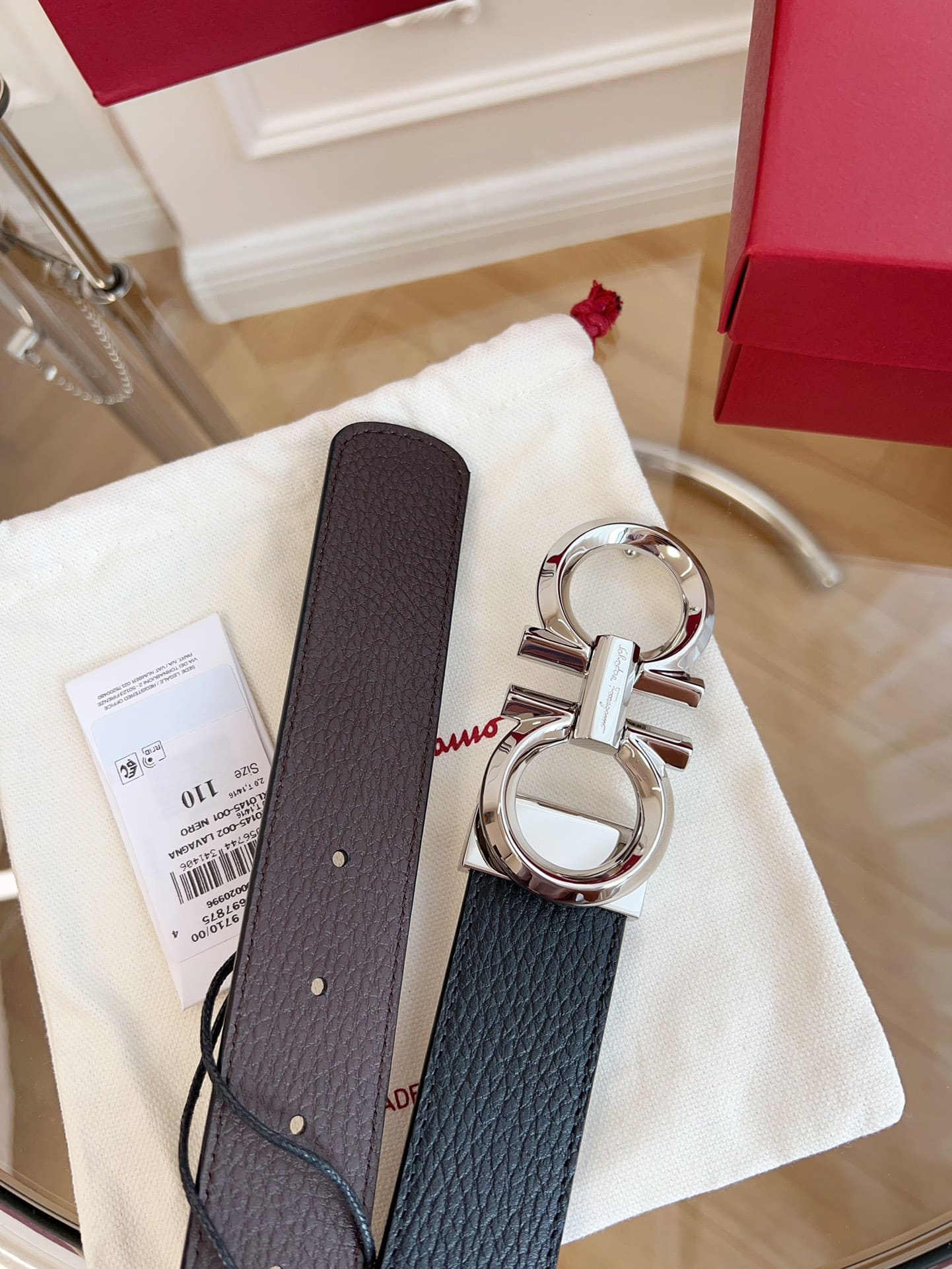 DÂY LƯNG Salvatore Ferragamo Adjustable Gancini Belt Khóa bạc