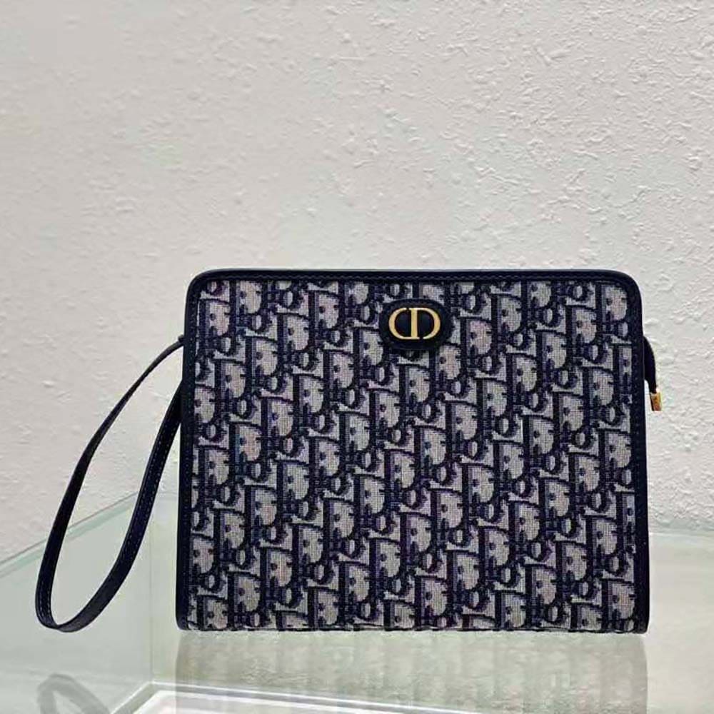TÚI Dior Women 30 Montaigne Pouch Blue Dior Oblique Jacquard