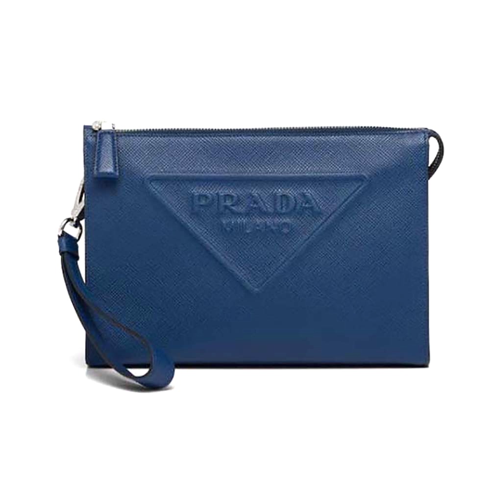 TÚI Prada Saffiano Leather Pouch-Navy
