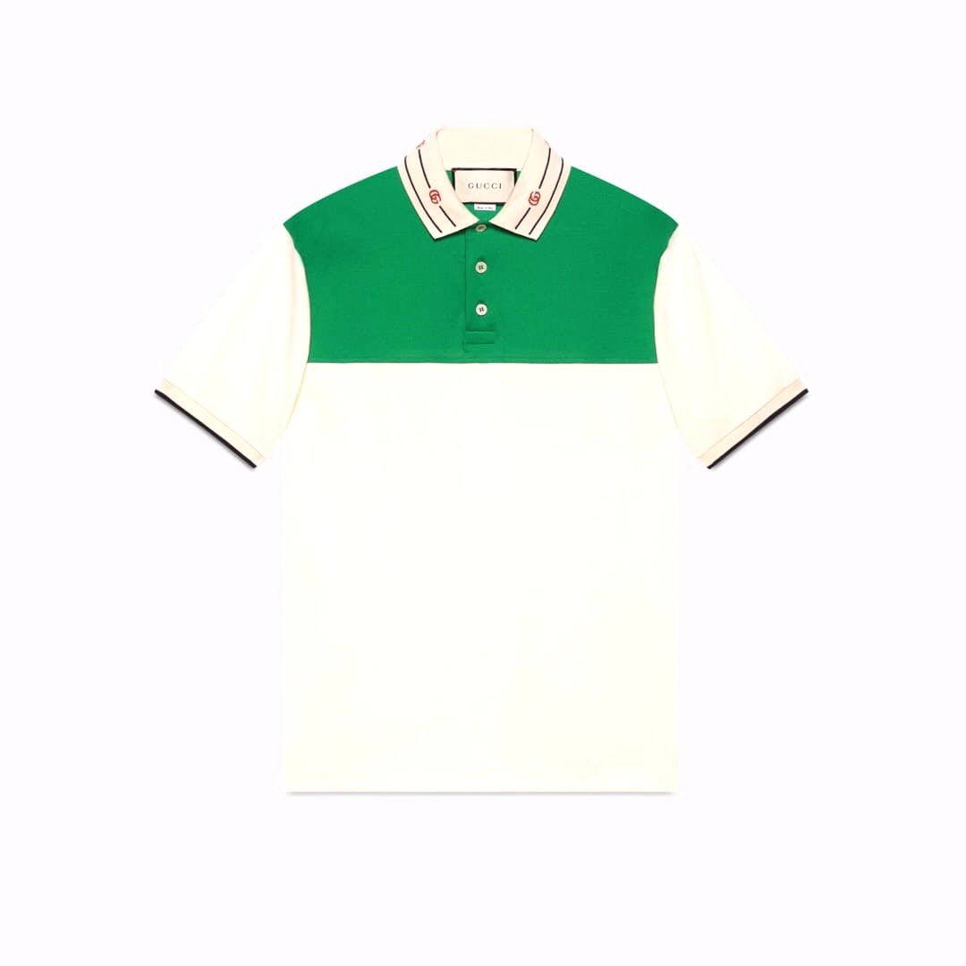 ÁO GUCCI GG POLO SHIRT MÀU XANH TRẮNG UNISEX