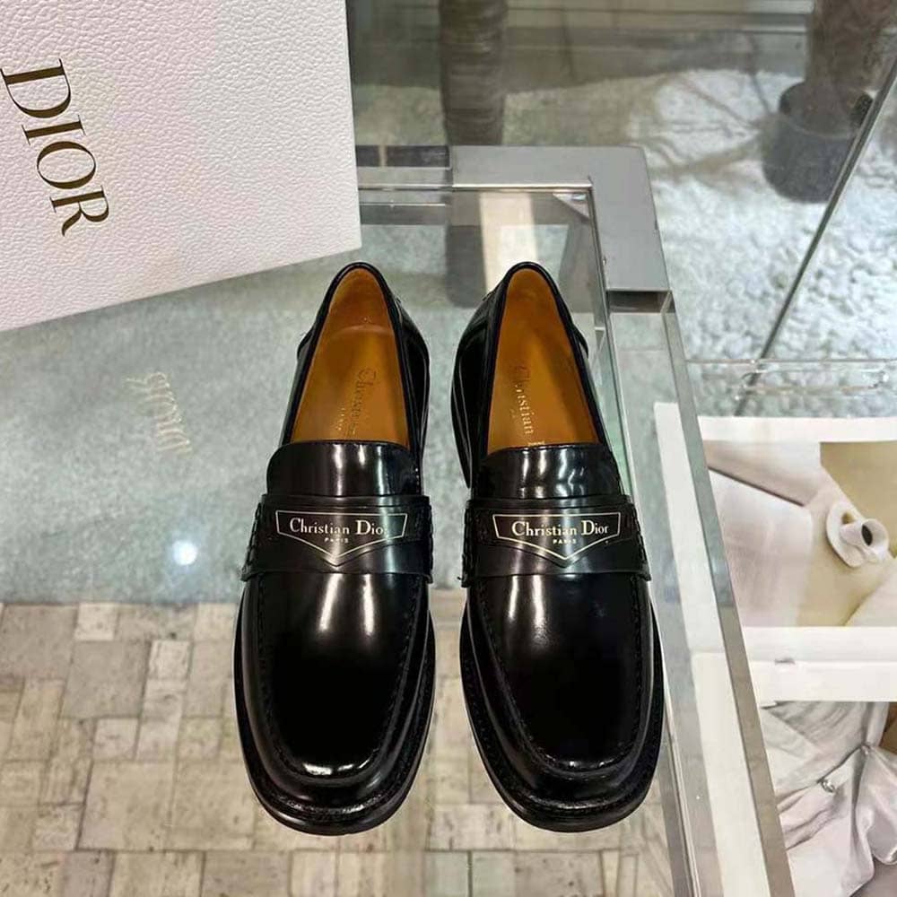 GIÀY Dior Women Boy Loafer Black Brushed Calfskin