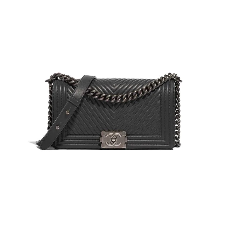 TÚI Chanel Boy Medium Lamb Dark Grey