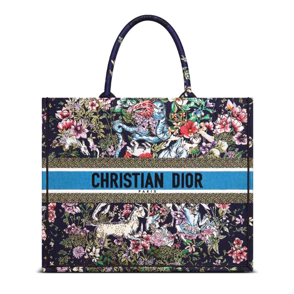TÚI Dior Women Large Dior Book Tote Blue Multicolor D-Constellation Embroidery