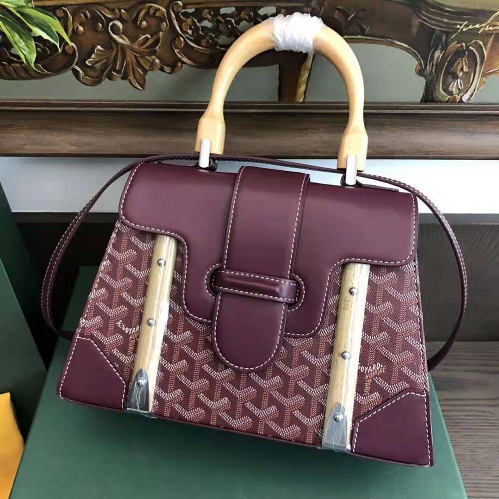 TÚI Goyard Women Sac Saïgon PM in Toile Goyardine & Clamecy Calfskin-Maroon