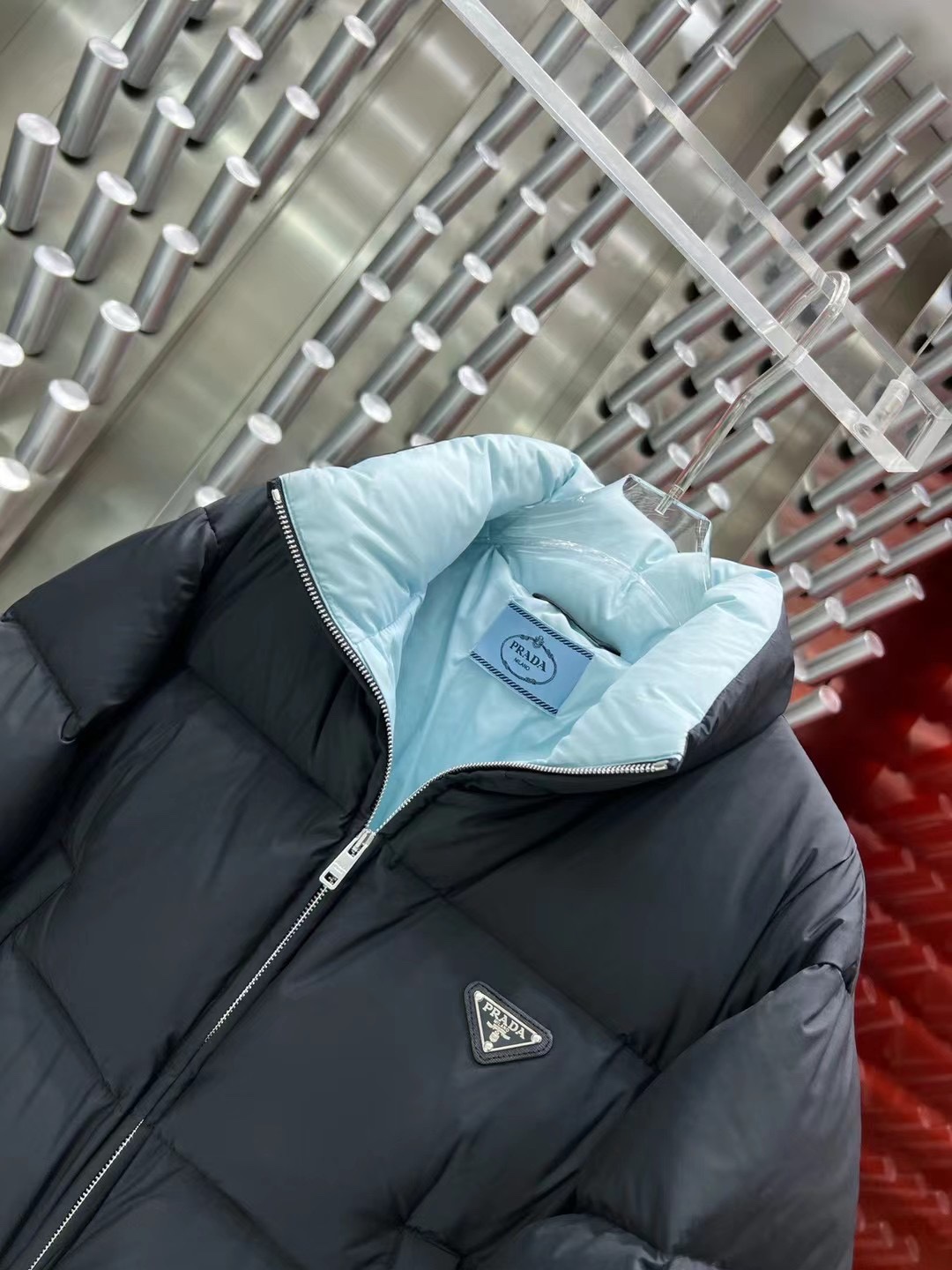 ÁO PRADA Triangle Down Jacket Coat