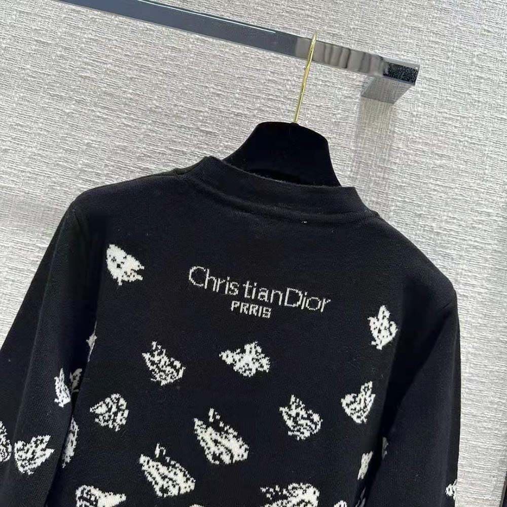 ÁO Dior Men Dioralps Reversible Sweater Black and White Technical Cashmere Knit