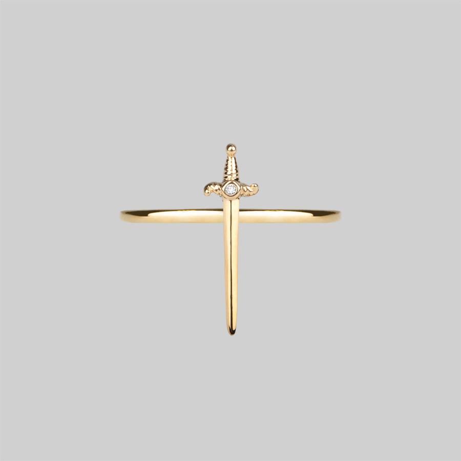 Swords Cubic Zirconia ring gold 14K