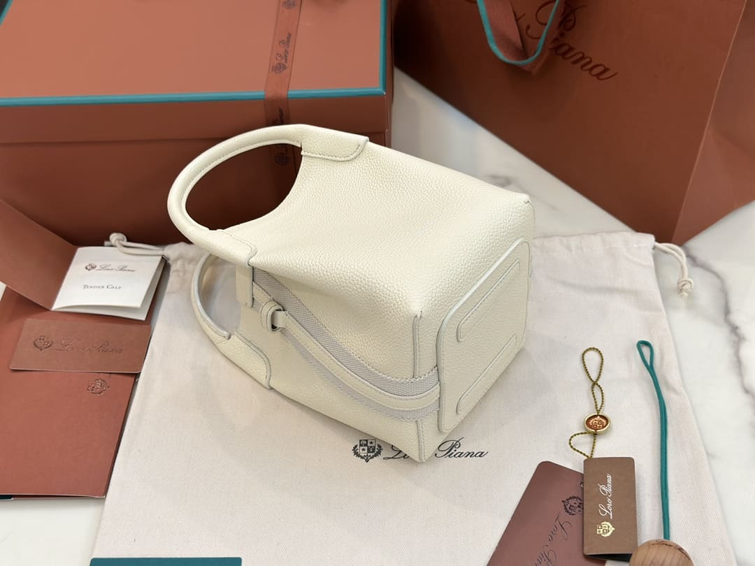 TÚI Loro Piana Bale Micro bằng da bê màu trắng