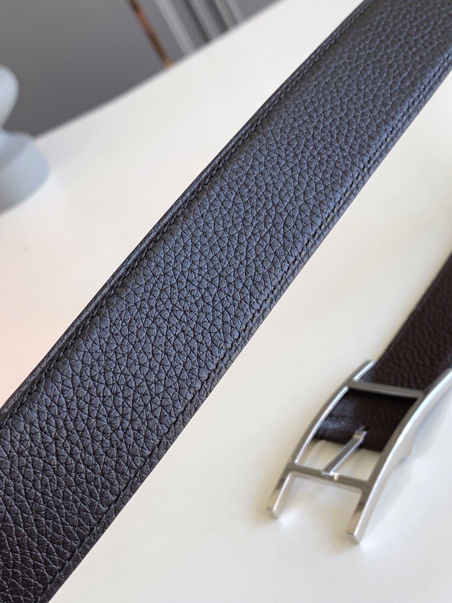 DÂY LƯNG HERMES H Togo leather hai mặt khóa bạc