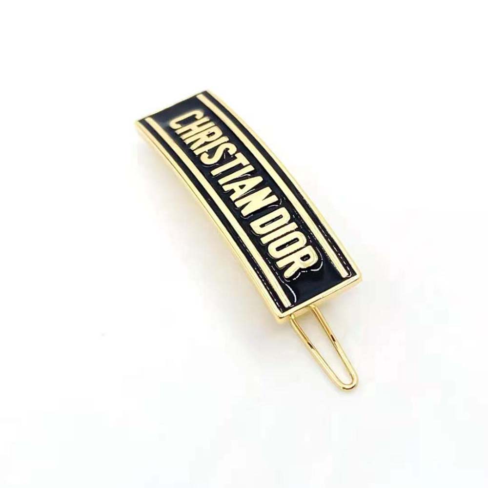 Kẹp tóc Dior-ID Barrette Gold-Finish Metal and Black Lacquer