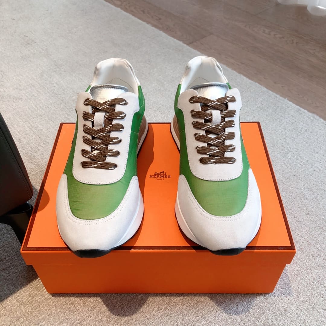 GIÀY HERMES BOUNCING SNEAKER LOW SPORTS SUEDE GREEN
