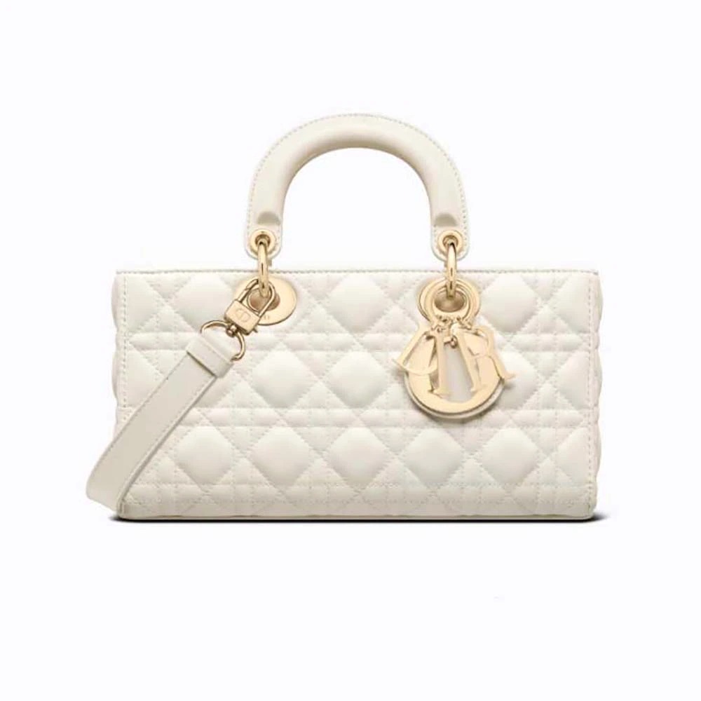 TÚI Dior Women Lady D-Joy Bag Latte Cannage Lambskin