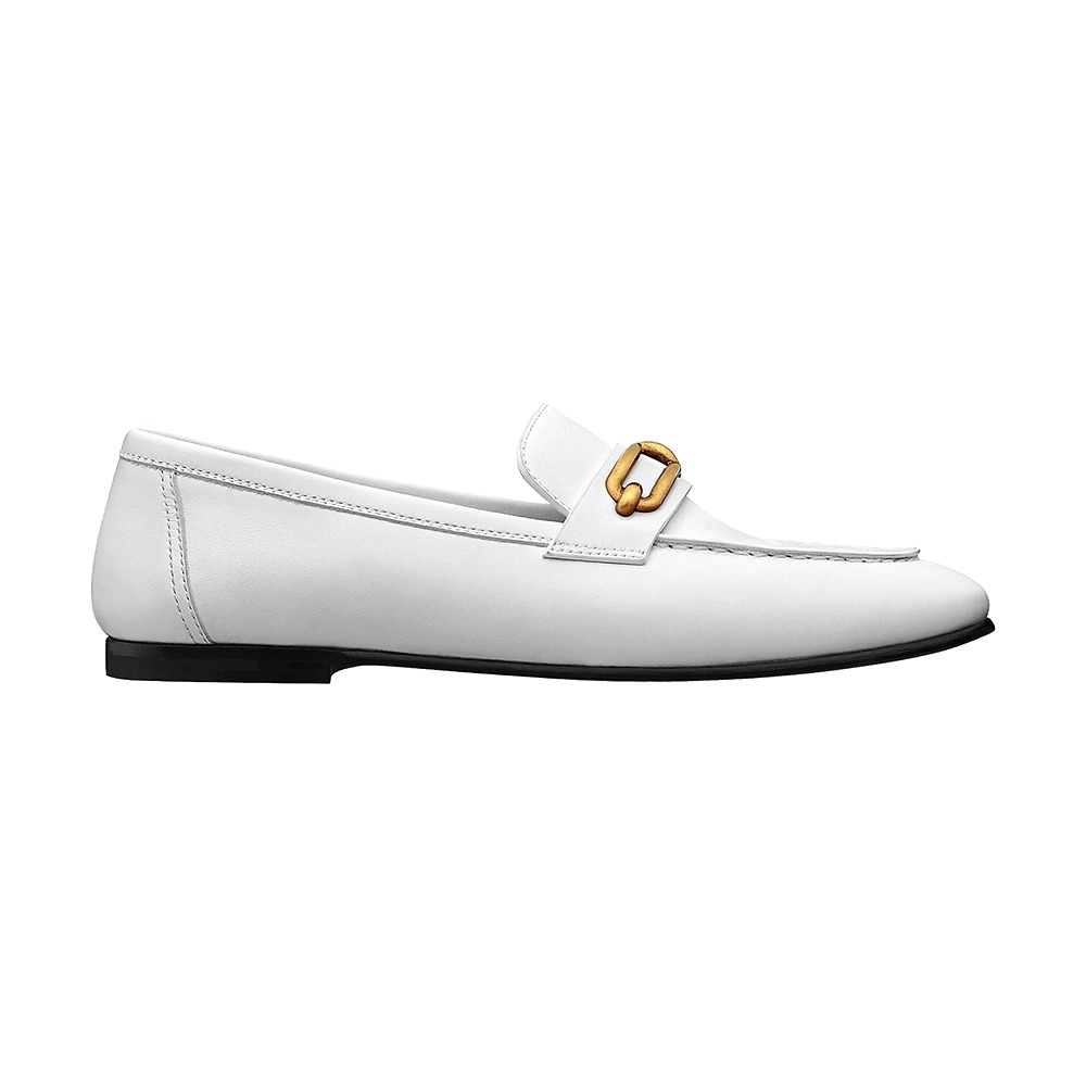 GIÀY Hermes Women Colette Loafer in Calfskin Leather-White SS2022