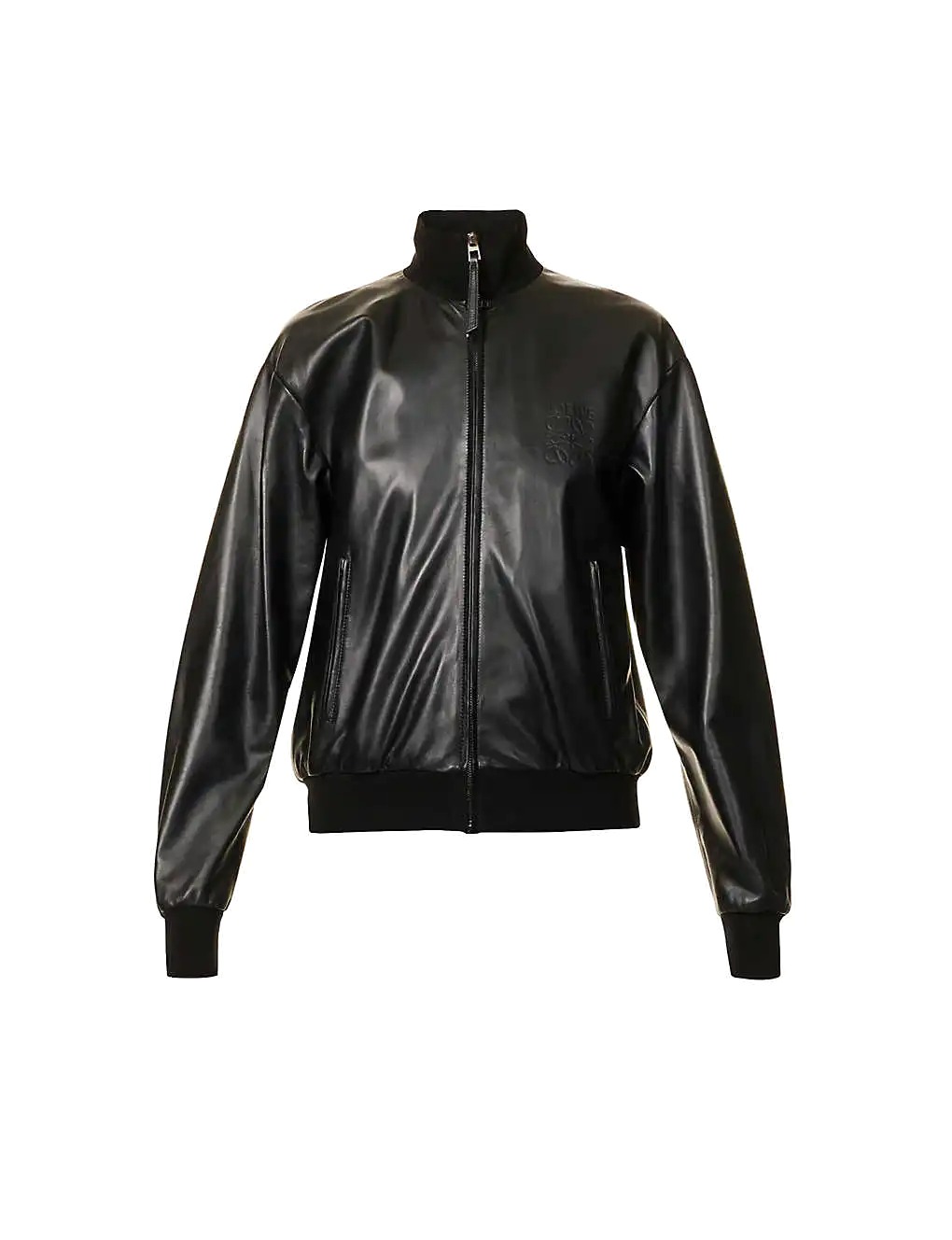 ÁO LOEWE Turtleneck cropped regular-fit leather jacket