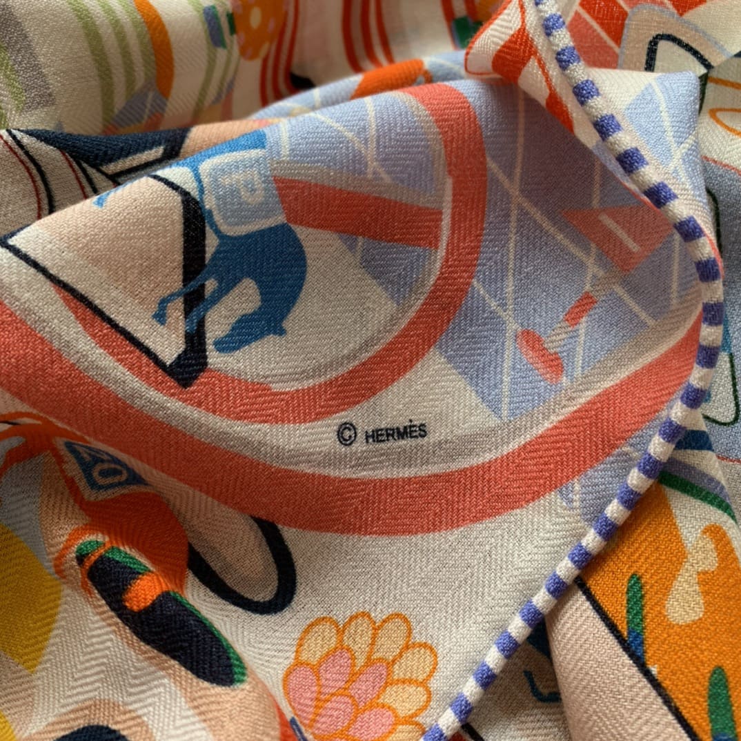 KHĂN HERMES H Family cashmere scarf