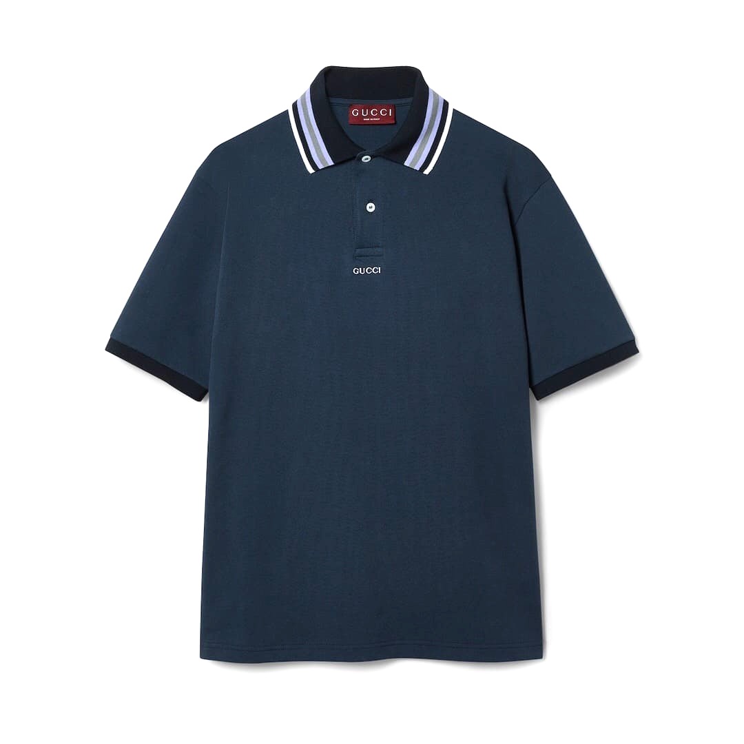 ÁO GUCCI LOGO POLO SHIRT BLUE