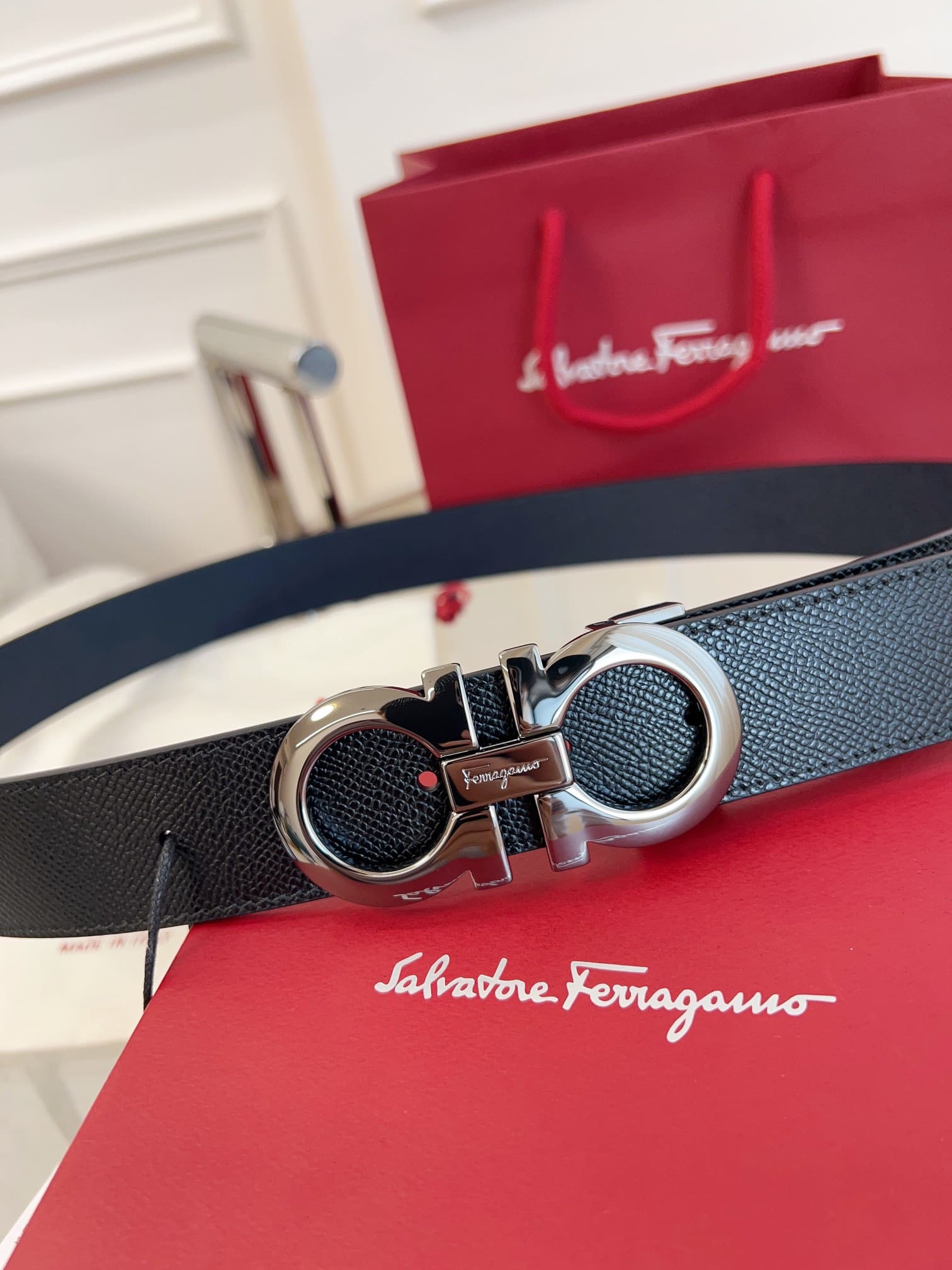 DÂY LƯNG Salvatore Ferragamo Adjustable Gancini Belt Khóa bạc