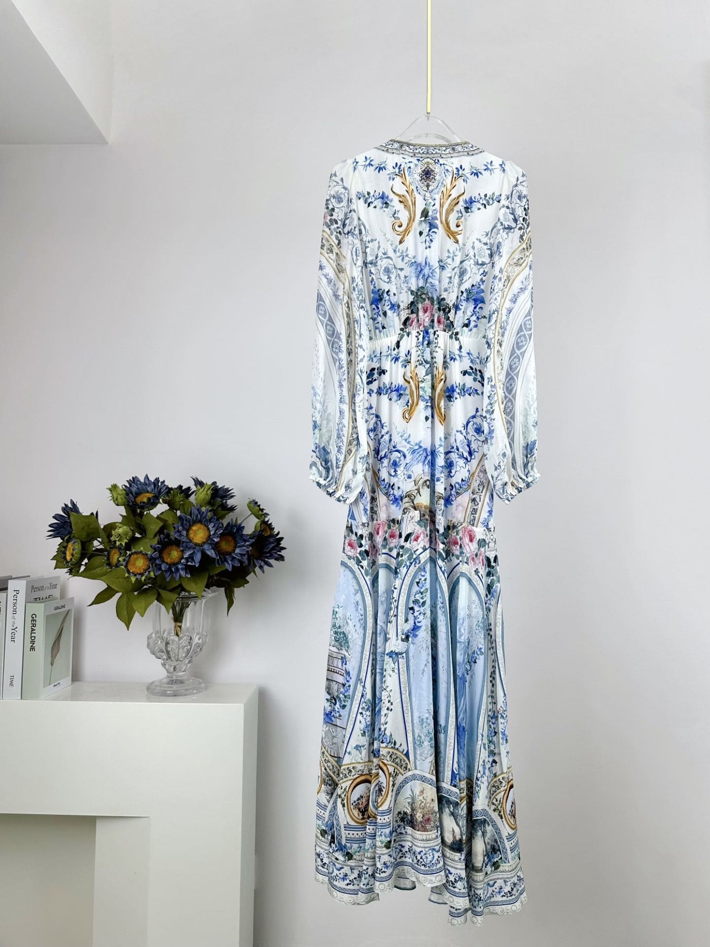 VÁY CAMILLA Silk Embellished V-Neck Maxi Dress High Classy