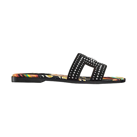 GIÀY Hermes Women Oran Sandal n Suede Goatskin with Palladium Plated Studs and Iconic H Cut-Out-Black SS2022