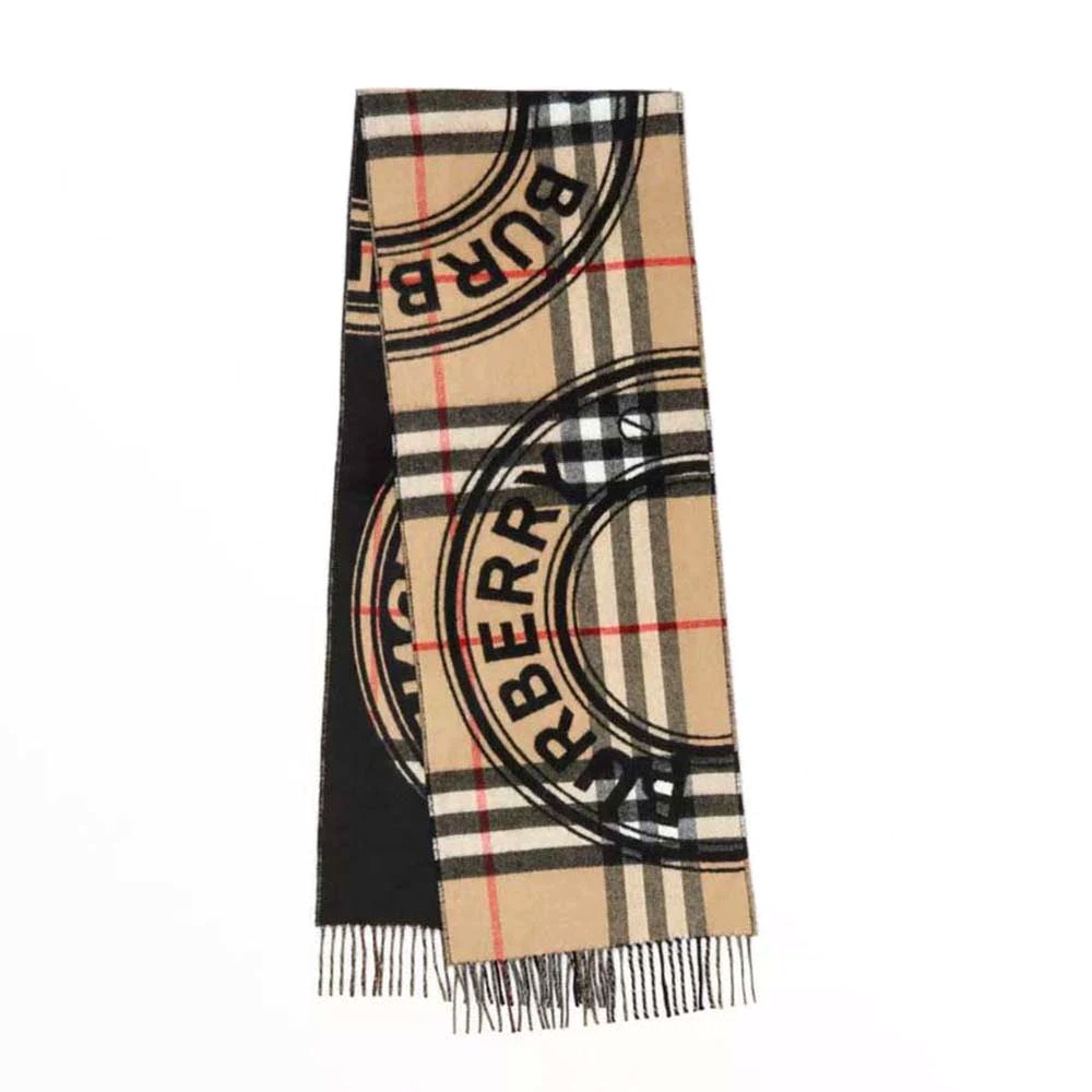 KHĂN Burberry Montage Print Cashmere Scarf-Black