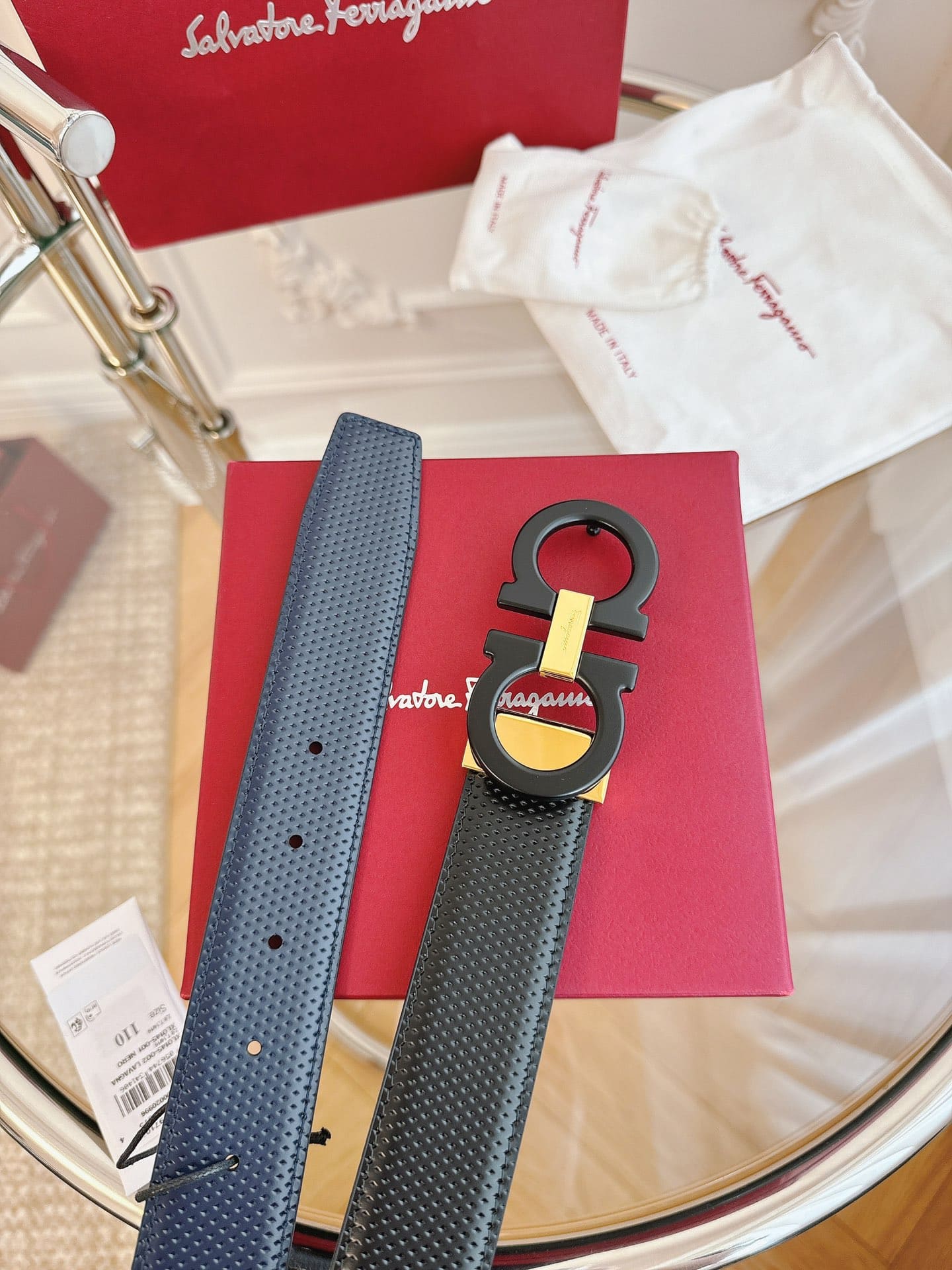 DÂY LƯNG Salvatore Ferragamo Adjustable Gancini Belt Khóa vàng