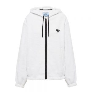 ÁO Prada Women Terry Cloth Hoodie-White