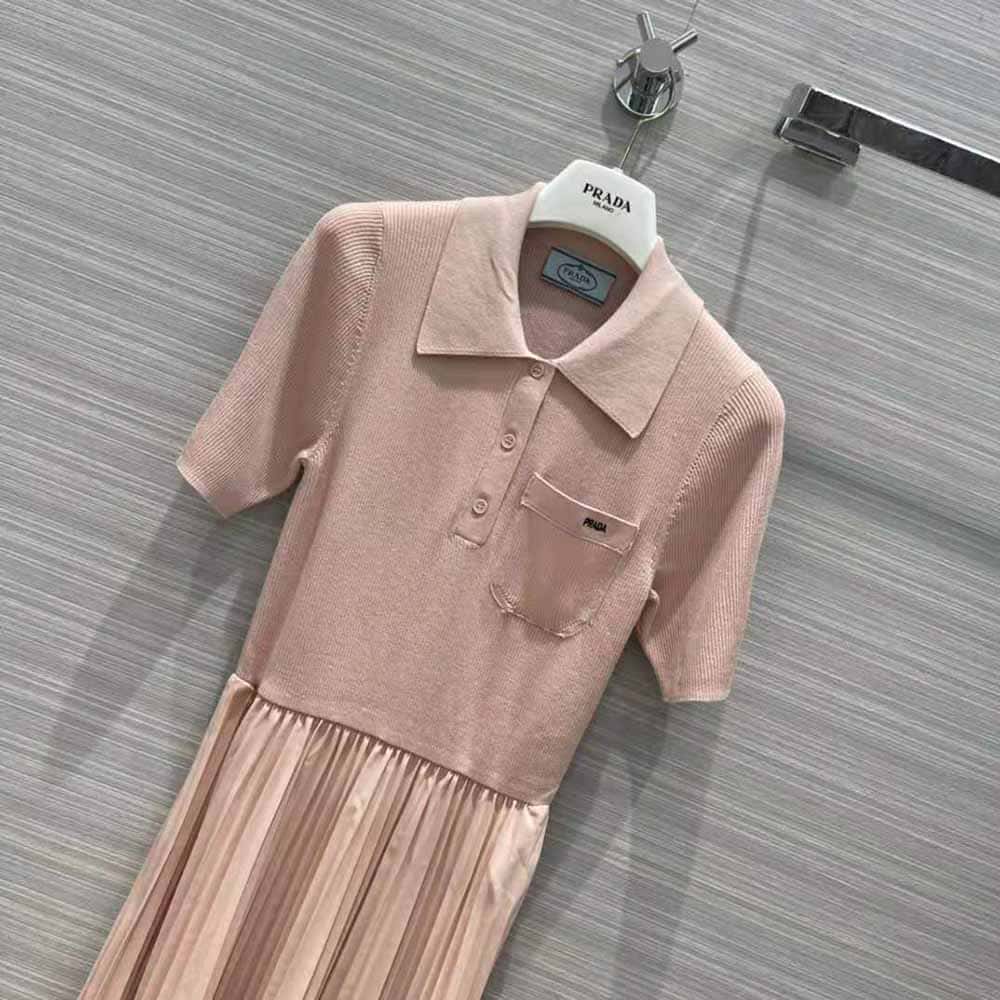 VÁY Prada Women Crepe DE Chine Dress-Pink