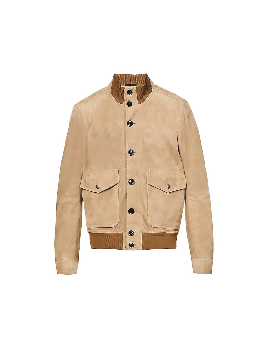 ÁO TOM FORD Funnel-neck relaxed-fit suede bomber jacket