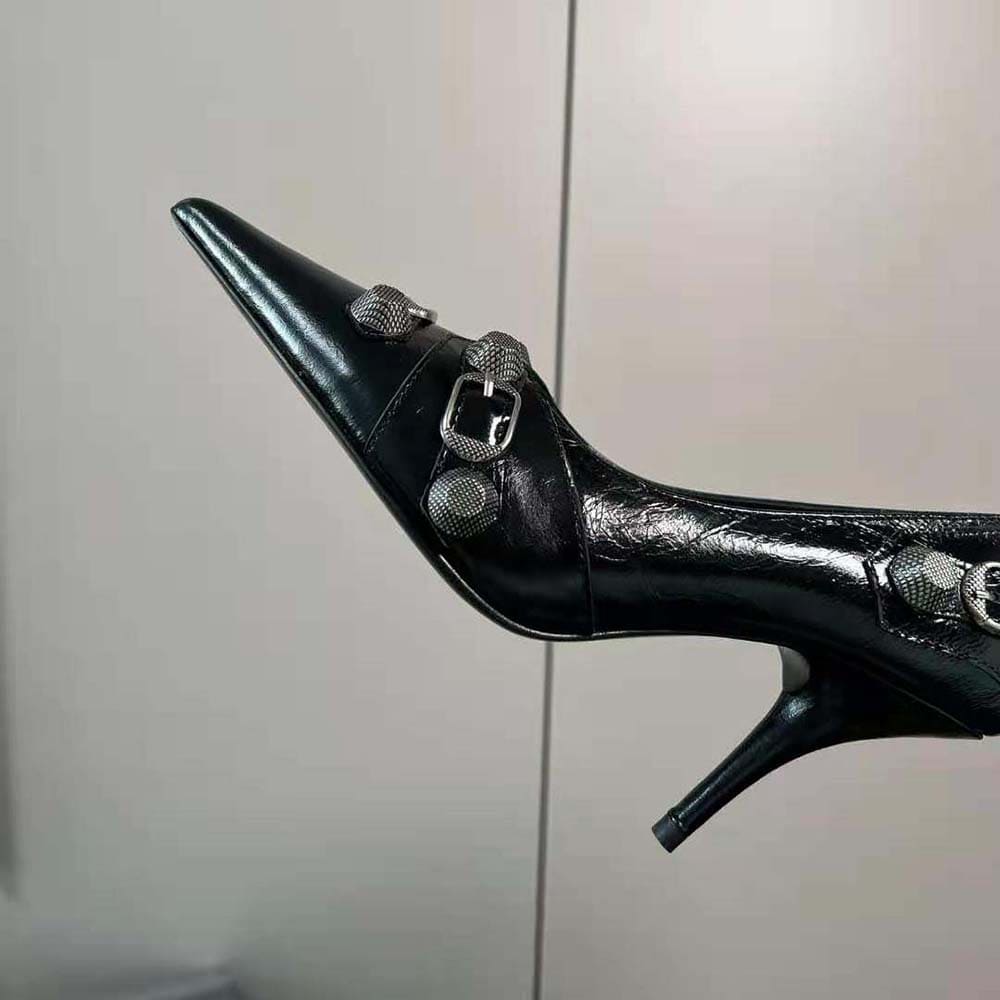 GIÀY Balenciaga Women Cagole 90mm Pump in Black Arena Lambskin