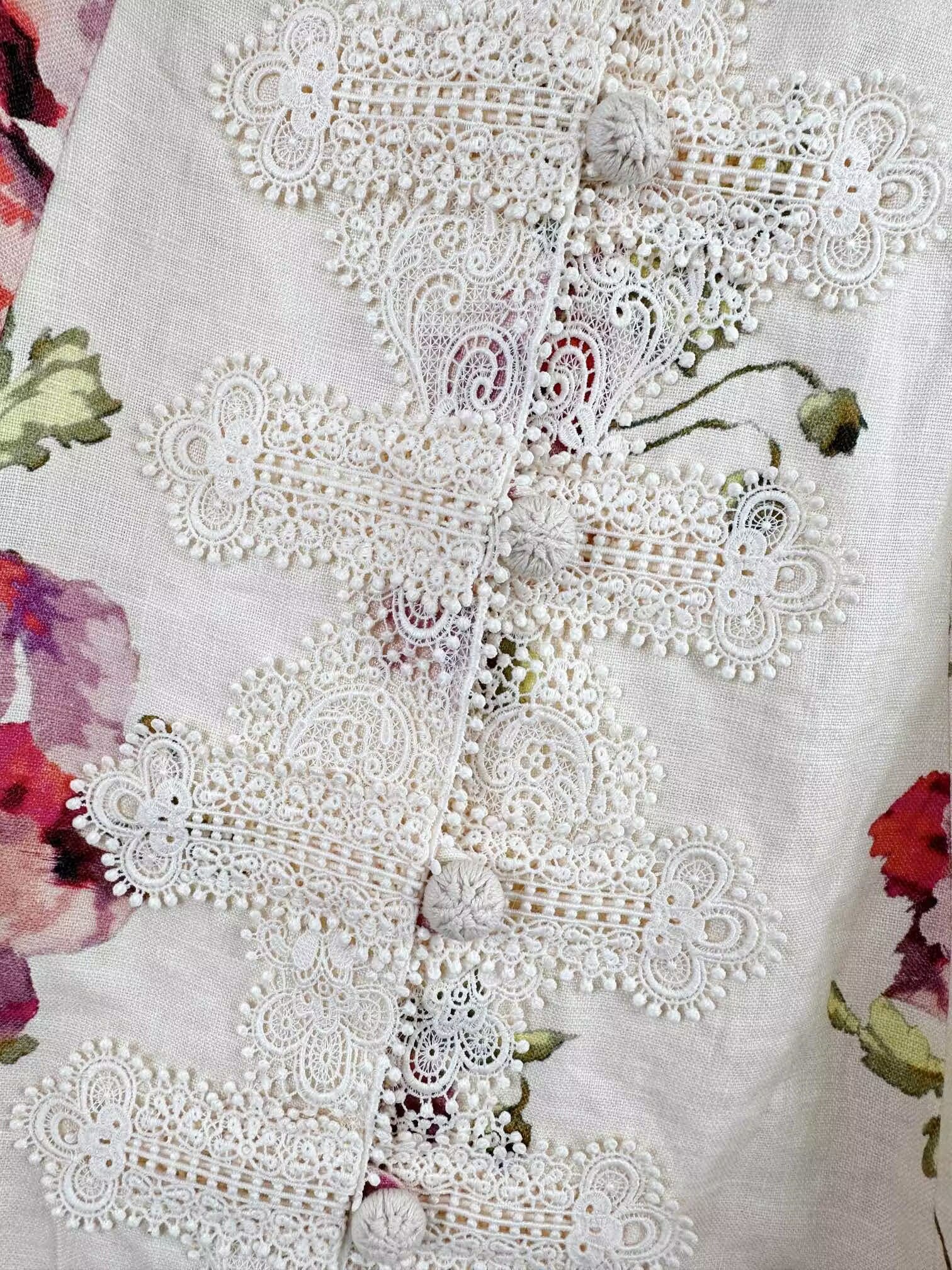 VÁY ZIMMERMANN Vintage Flower Short Sleeve Mid Dress High Classy