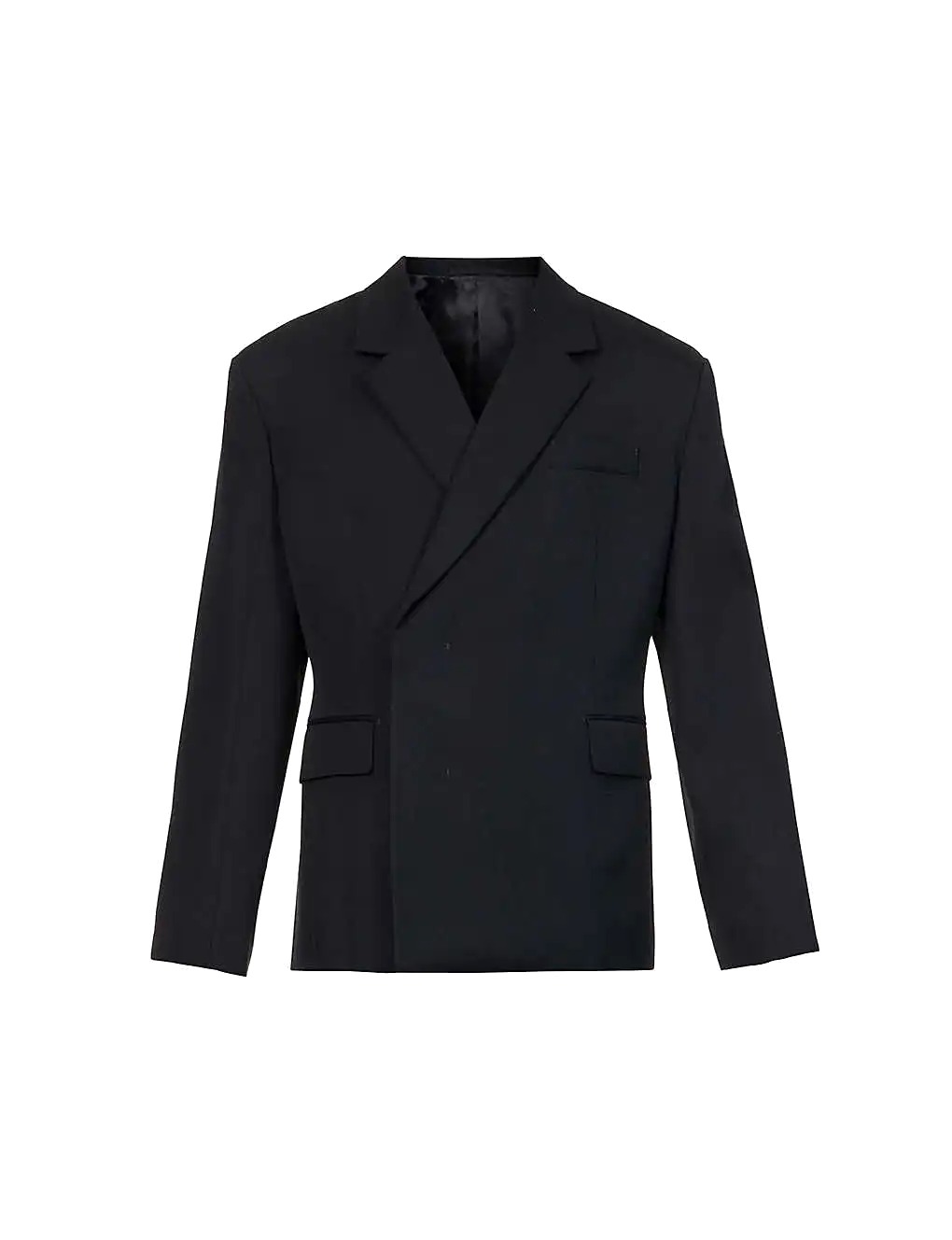 ÁO PRADA Double-breasted padded-shoulder regular-fit virgin wool blazer