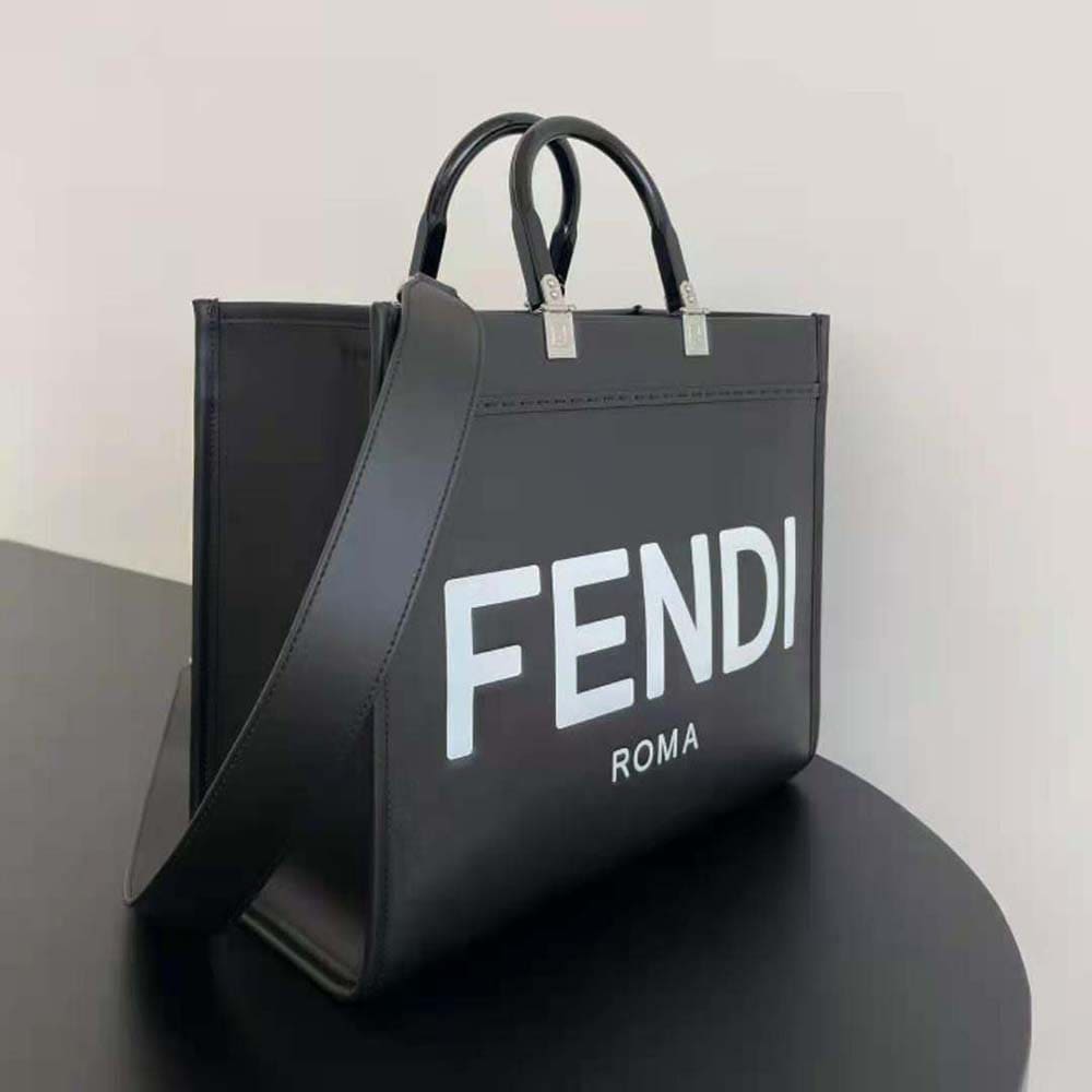 TÚI Fendi Women Sunshine Medium Black Leather Shopper